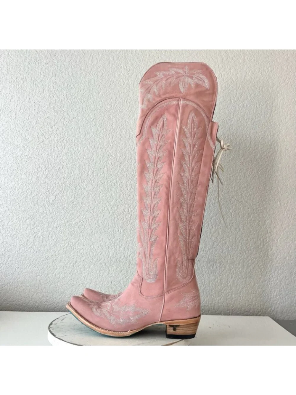 Lane LEXINGTON Over the Knee Womens Cowboy Boots Pink Western Snip Toe Tall 8.5